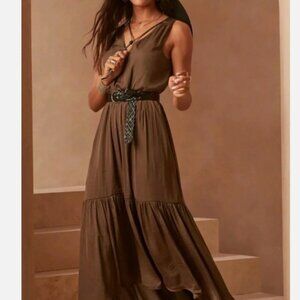 Banana Republic Factory Satin V-Neck Midi/Maxi dress, Med Tall